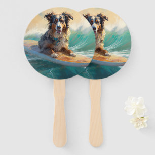 Australian Shepherd Beach Surfing Painting Fächer