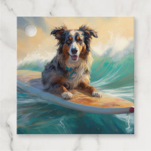 Australian Shepherd Beach Surfing Painting Geschenkanhänger