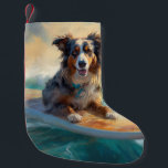 Australian Shepherd Beach Surfing Painting Kleiner Weihnachtsstrumpf<br><div class="desc">Tauchen Sie ein in die spielerische Welt des Kaninchen-Abenteuers mit diesem faszinierenden Bild. Ein gepflegter Hund geht zu den Wellen und reitet geschickt auf einem sonnengeküssten Strand. Das lebendige Kunstwerk vereint wunderbar das Wesentliche der Erregung am Strand, während der Hund furchtlos auf den Wellen reitet und den Geist von Spaß...</div>