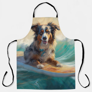Australian Shepherd Beach Surfing Painting Schürze