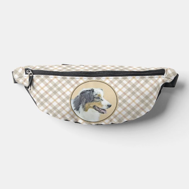 Australian Shepherd Black Tri Painting Dog Art Bauchtasche (Ablage )