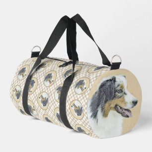 Australian Shepherd Black Tri Painting Dog Art Duffle Bag