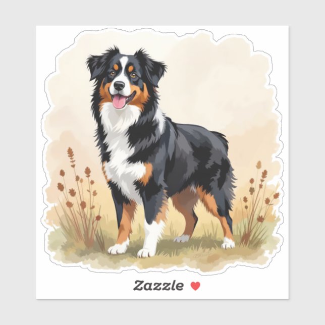 Australian Shepherd Black Tricolor Aussie Dog Aufkleber (Blatt)