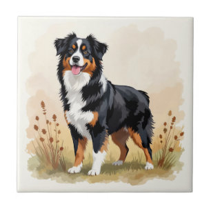 Australian Shepherd Black Tricolor Aussie Dog Fliese