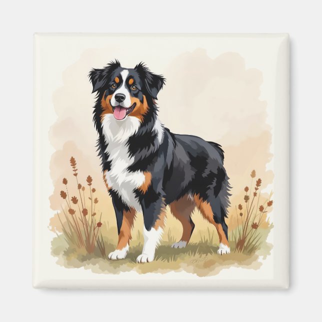 Australian Shepherd Black Tricolor Aussie Dog Magnet (Vorne)
