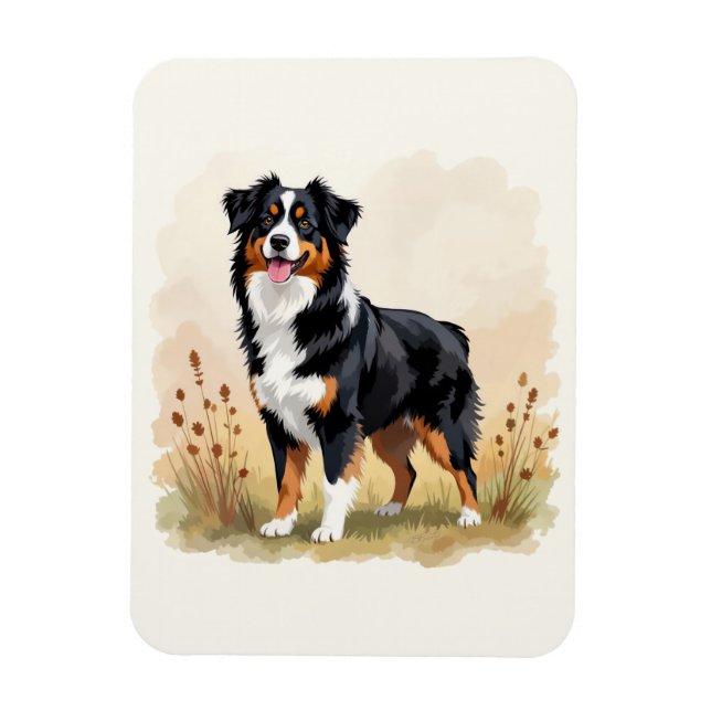 Australian Shepherd Black Tricolor Aussie Dog Magnet (Vertikal)