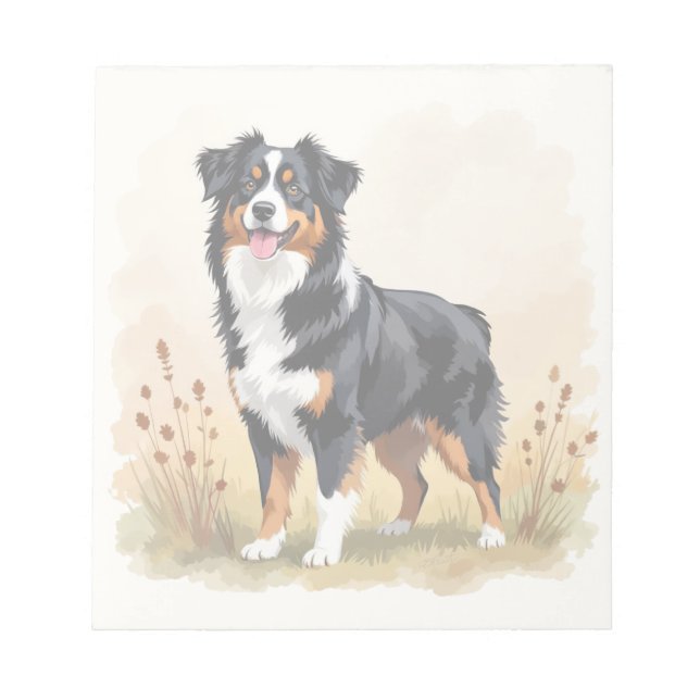 Australian Shepherd Black Tricolor Aussie Dog Notizblock (Vorderseite)