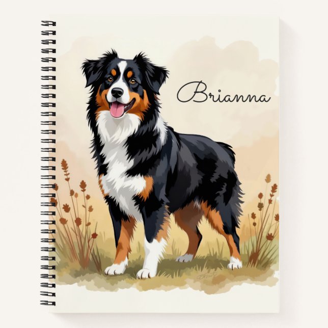 Australian Shepherd Black Tricolor Aussie Dog Notizbuch (Vorderseite)