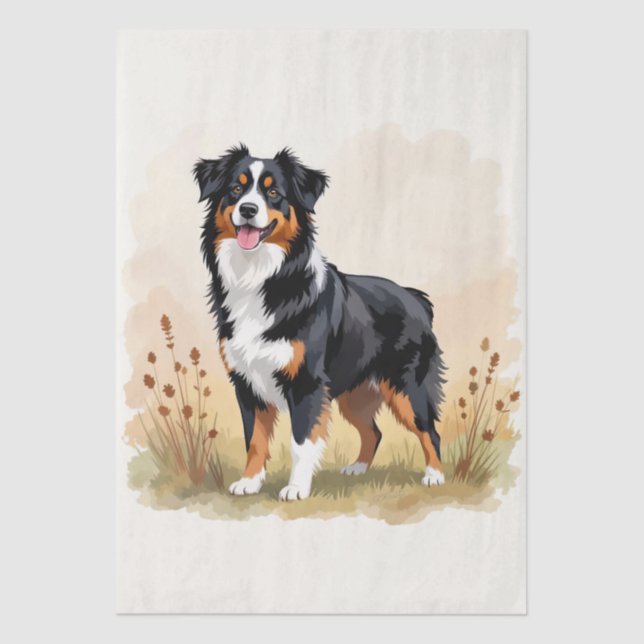 Australian Shepherd Black Tricolor Aussie Dog Seidenpapier (Vorderseite)