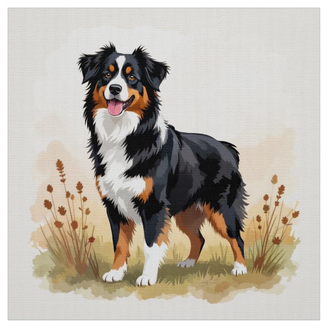 Australian Shepherd Black Tricolor Aussie Dog Stoff (Muster)
