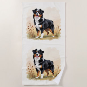 Australian Shepherd Black Tricolor Aussie Dog Strandtuch