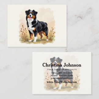 Australian Shepherd Black Tricolor Aussie Dog Visitenkarte