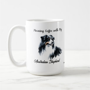 Australian Shepherd Black Watercolor personalisier Kaffeetasse