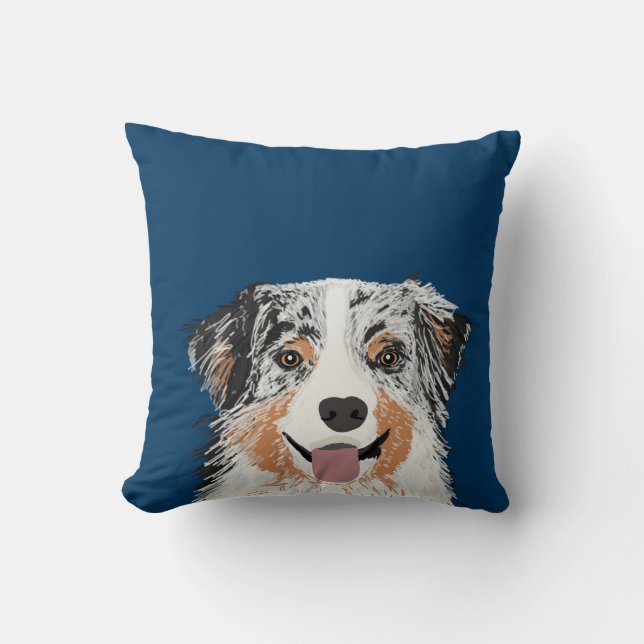 Australian Shepherd - blaues Merle Hund-Kissen Kissen (Vorderseite)