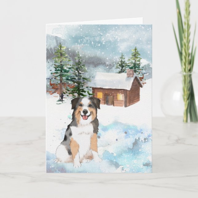 Australian Shepherd (Blue) Christmas Card Karte (Vorderseite)