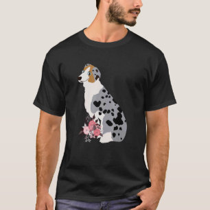 Australian Shepherd Blue Merle Dog Bouquet T-Shirt