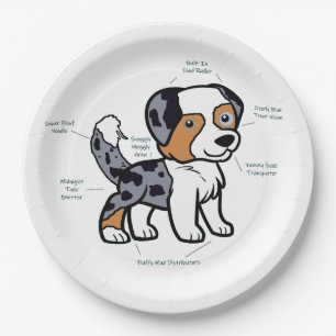 Australian Shepherd Blue Merle Lustige Anatomie Pappteller