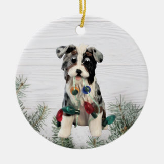 Australian Shepherd Blue Merle Tricolor Ceramic C Keramik Ornament