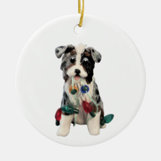 Australian Shepherd Blue Merle Tricolor Keramik Ornament