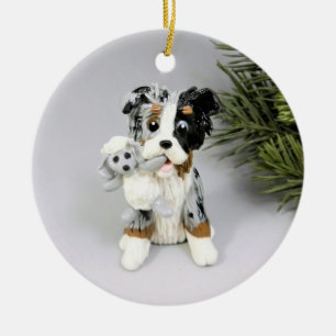 Australian Shepherd Bue Merle Keramik Ornament