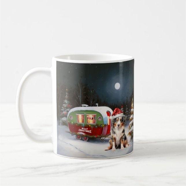 Australian Shepherd Caravan Christmas Adventure Kaffeetasse (Links)