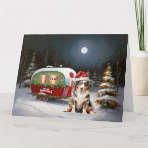 Australian Shepherd Caravan Christmas Adventure Karte
