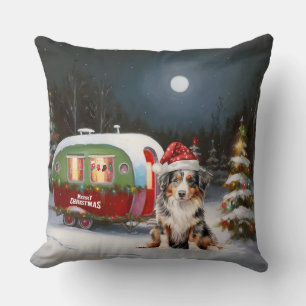 Australian Shepherd Caravan Christmas Adventure Kissen