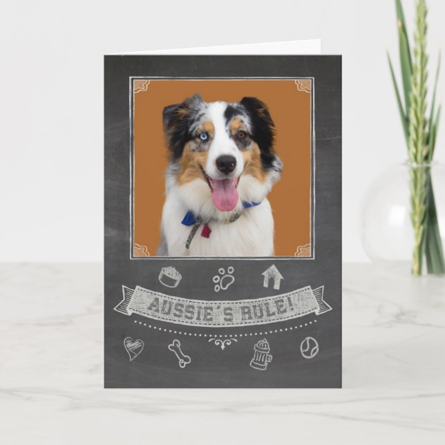 Australian Shepherd Chalkboard Birthday Card Karte (Vorderseite)