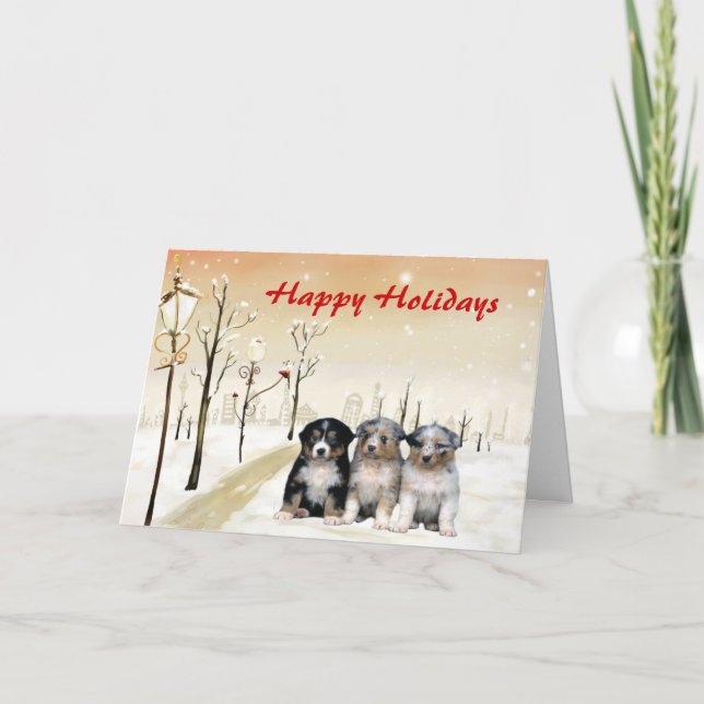 Australian Shepherd Christmas Card Urban Feiertagskarte (Vorderseite)