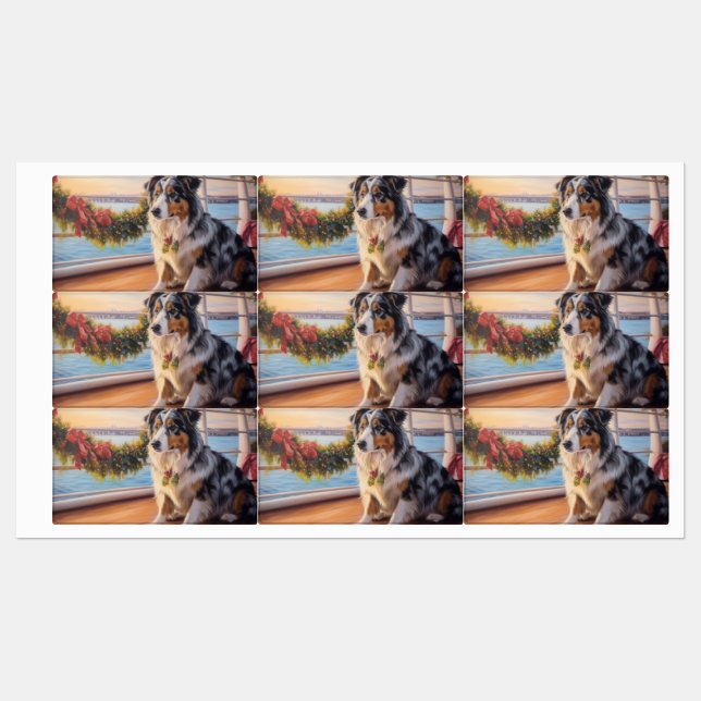 Australian Shepherd Christmas Cruise: Pawsome Etiketten (Blatt)