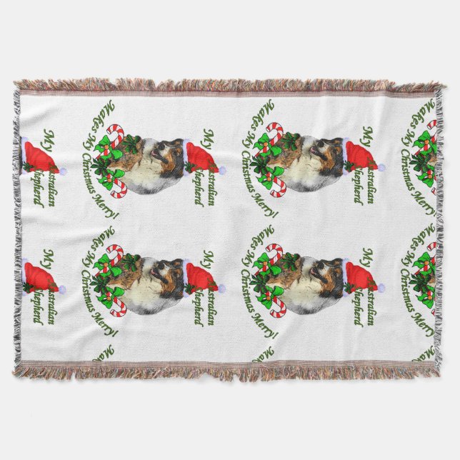 Australian Shepherd Christmas Decke (Vorderseite)