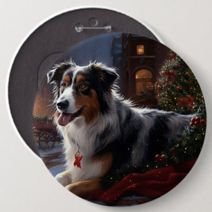 Australian Shepherd Christmas Festive Season Button