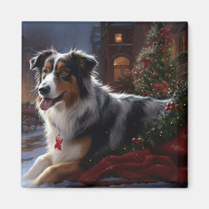 Australian Shepherd Christmas Festive Season Magnet