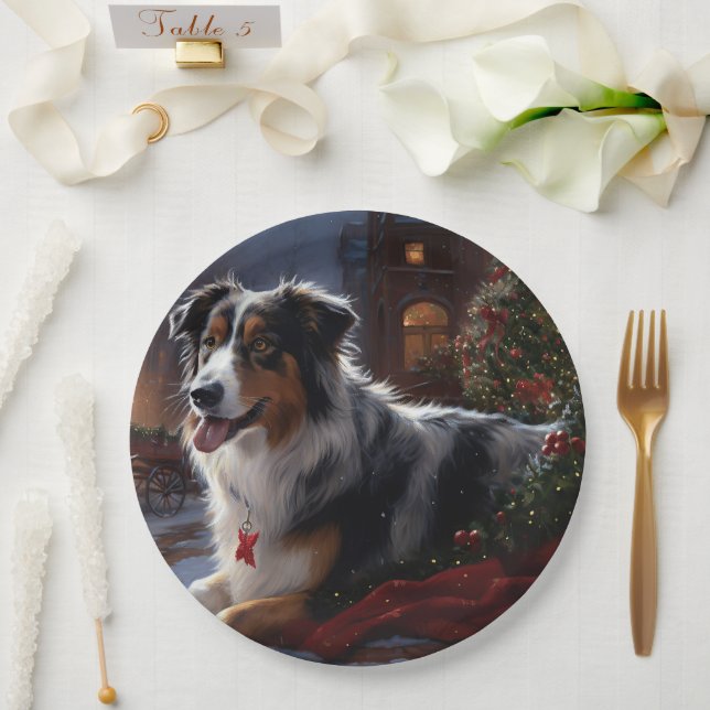 Australian Shepherd Christmas Festive Season Pappteller (Hochzeit)