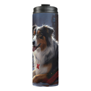 Australian Shepherd Christmas Festive Season Thermosbecher