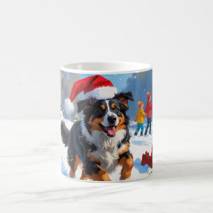 Australian Shepherd Christmas Festive Snow Scene Kaffeetasse