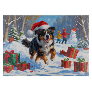 Australian Shepherd Christmas Festive Snow Scene Schneidebrett