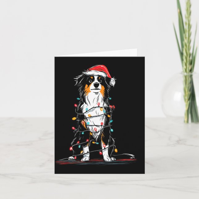 Australian Shepherd Christmas Graphics Dog Lights  Karte (Vorderseite)