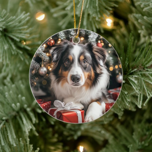 Australian Shepherd Christmas Keramik Ornament (Baum)
