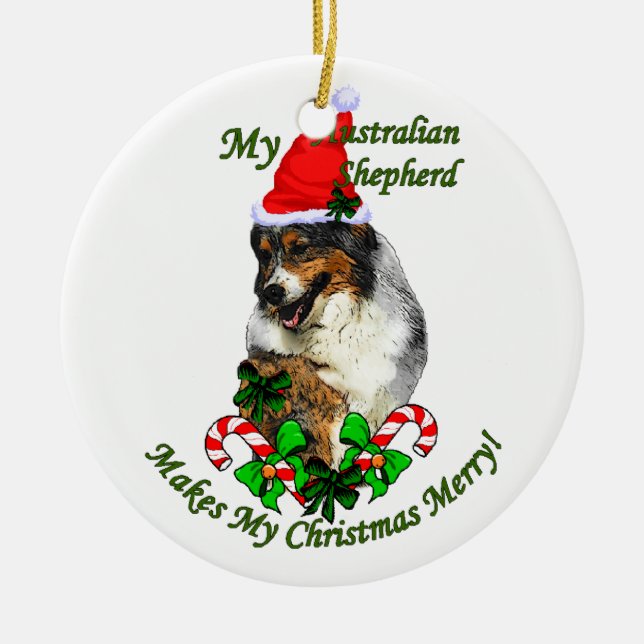 Australian Shepherd Christmas Keramikornament (Vorne)