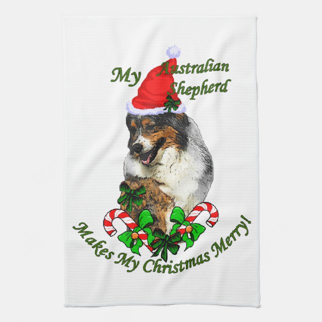 Australian Shepherd Christmas Küchentuch (Vertikal)