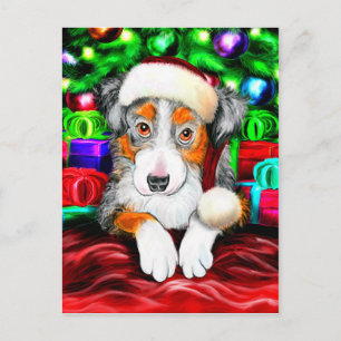 Australian Shepherd Christmas Open Geschenke Feiertagspostkarte