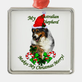 Australian Shepherd Christmas Ornament Aus Metall