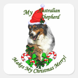 Australian Shepherd Christmas Quadratischer Aufkleber
