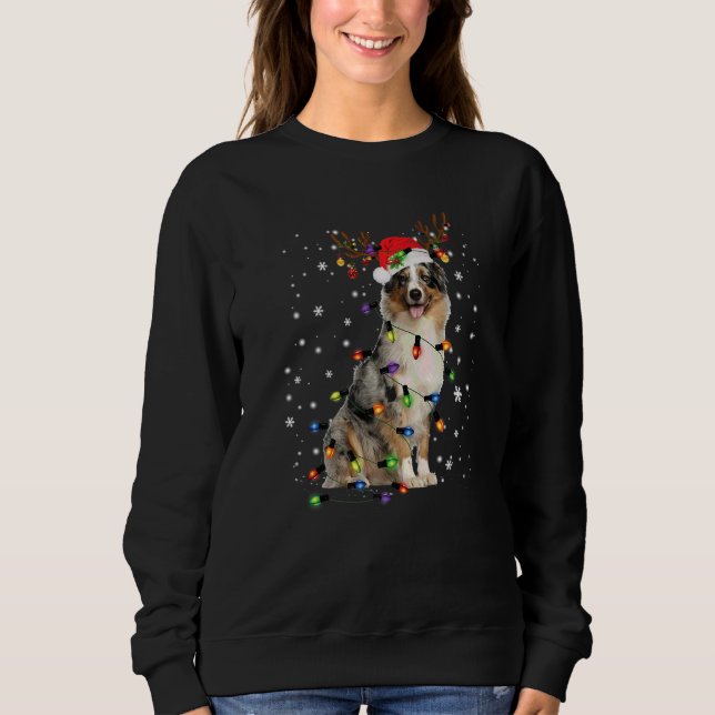 Australian Shepherd Christmas Reindeer Santa Hat P Sweatshirt (Vorderseite)