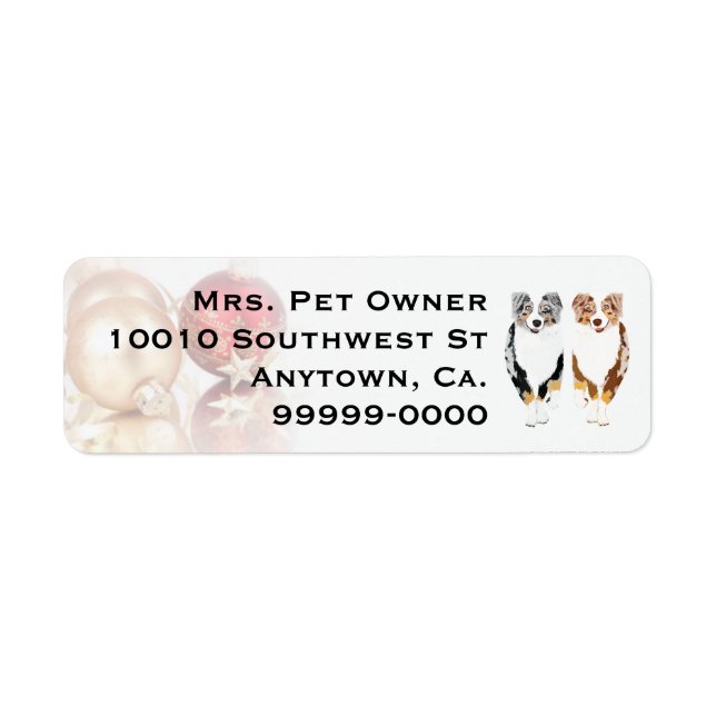Australian Shepherd Christmas Return Address Label (Vorne)
