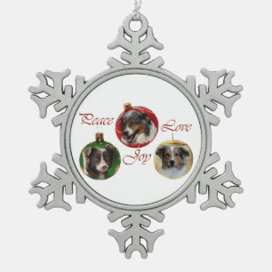 Australian Shepherd Christmas Schneeflocken Zinn-Ornament