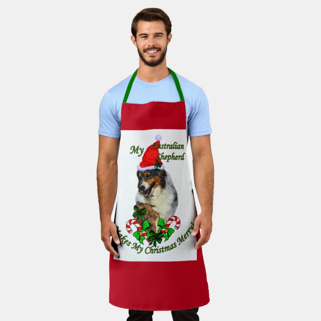 Australian Shepherd Christmas Schürze (Getragen)