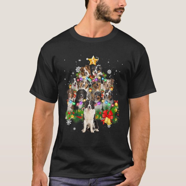 Australian Shepherd Christmas Tree X-Mas Decoratio T-Shirt (Vorderseite)
