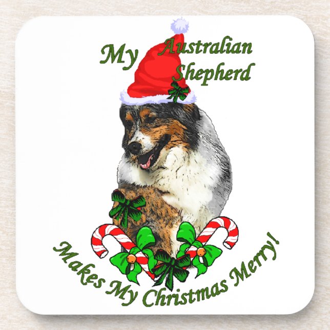 Australian Shepherd Christmas Untersetzer (Vorderseite)